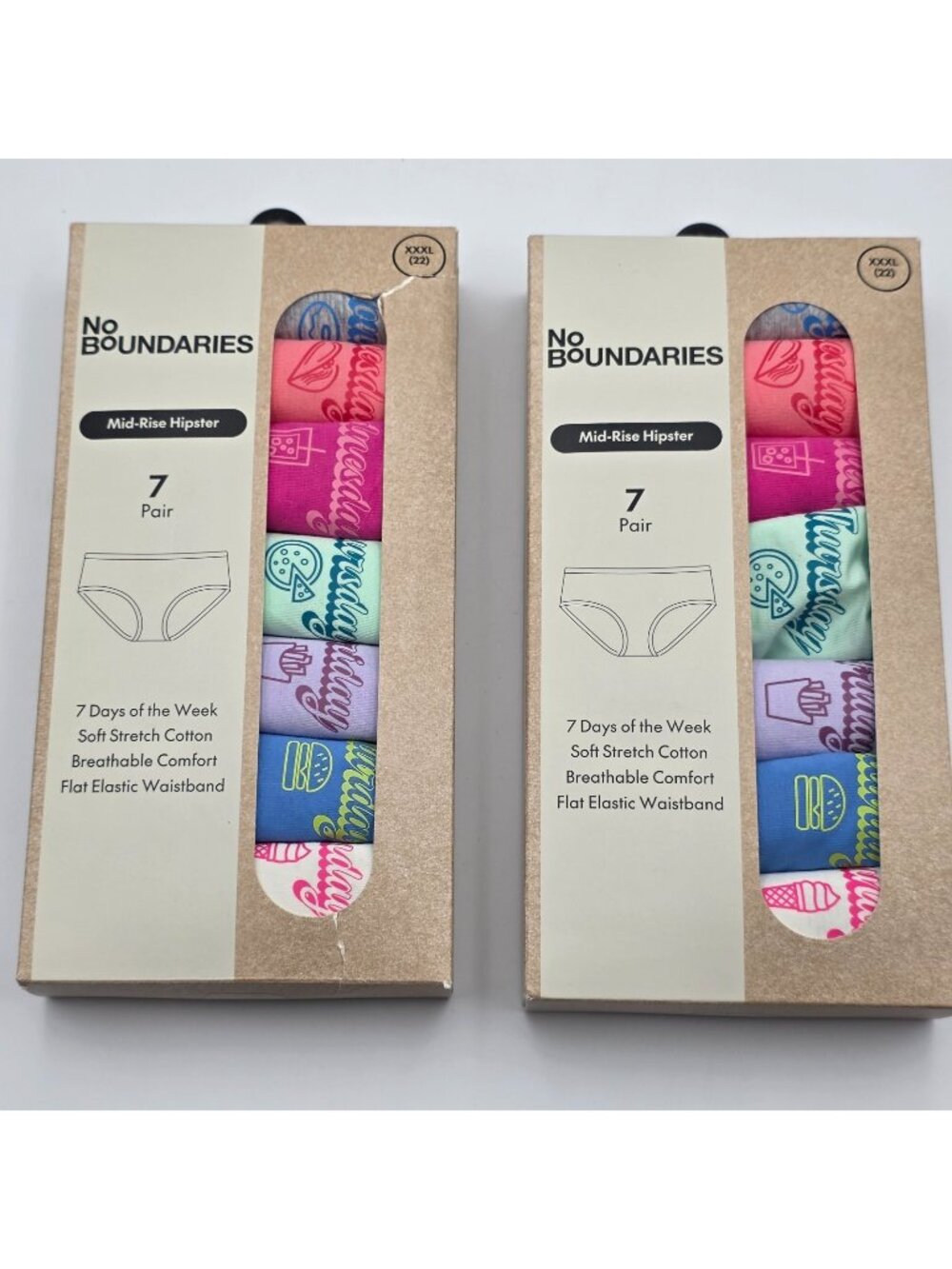 No Boundaries Panties Womens XXXL 22 Hipster 14 Pair Lot 2x 7-Pack NWT